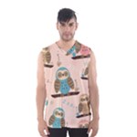 Seamless Pattern Owls Dream Cute Style Pajama Fabric Men s Basketball Tank Top