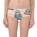 Seamless Pattern Owls Dream Cute Style Pajama Fabric Mid-Waist Bikini Bottoms