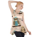 Seamless Pattern Owls Dream Cute Style Pajama Fabric Side Drop Tank Tunic