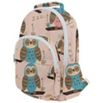 Seamless Pattern Owls Dream Cute Style Pajama Fabric Rounded Multi Pocket Backpack
