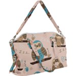 Seamless Pattern Owls Dream Cute Style Pajama Fabric Canvas Crossbody Bag