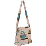 Seamless Pattern Owls Dream Cute Style Pajama Fabric Zipper Messenger Bag