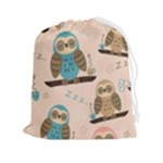 Seamless Pattern Owls Dream Cute Style Pajama Fabric Drawstring Pouch (2XL)
