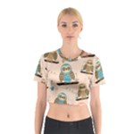 Seamless Pattern Owls Dream Cute Style Pajama Fabric Cotton Crop Top