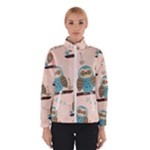 Seamless Pattern Owls Dream Cute Style Pajama Fabric Women s Bomber Jacket