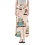 Seamless Pattern Owls Dream Cute Style Pajama Fabric Full Length Maxi Skirt