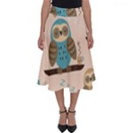 Seamless Pattern Owls Dream Cute Style Pajama Fabric Perfect Length Midi Skirt