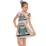 Seamless Pattern Owls Dream Cute Style Pajama Fabric Kids  Cap Sleeve Dress