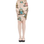 Seamless Pattern Owls Dream Cute Style Pajama Fabric Midi Wrap Pencil Skirt