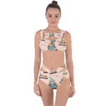 Seamless Pattern Owls Dream Cute Style Pajama Fabric Bandaged Up Bikini Set 