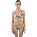 Seamless Pattern Owls Dream Cute Style Pajama Fabric Wrap Around Bikini Set