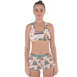 Seamless Pattern Owls Dream Cute Style Pajama Fabric Racerback Boyleg Bikini Set