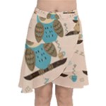 Seamless Pattern Owls Dream Cute Style Pajama Fabric Chiffon Wrap Front Skirt