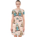 Seamless Pattern Owls Dream Cute Style Pajama Fabric Adorable in Chiffon Dress