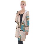 Seamless Pattern Owls Dream Cute Style Pajama Fabric Hooded Pocket Cardigan