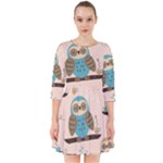 Seamless Pattern Owls Dream Cute Style Pajama Fabric Smock Dress