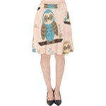 Seamless Pattern Owls Dream Cute Style Pajama Fabric Velvet High Waist Skirt