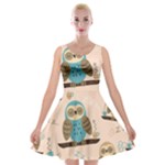 Seamless Pattern Owls Dream Cute Style Pajama Fabric Velvet Skater Dress