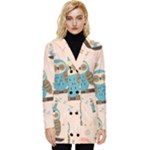 Seamless Pattern Owls Dream Cute Style Pajama Fabric Button Up Hooded Coat 