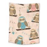 Seamless Pattern Owls Dream Cute Style Pajama Fabric Medium Tapestry