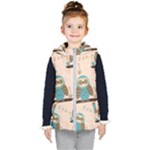 Seamless Pattern Owls Dream Cute Style Pajama Fabric Kids  Hooded Puffer Vest