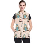 Seamless Pattern Owls Dream Cute Style Pajama Fabric Women s Puffer Vest