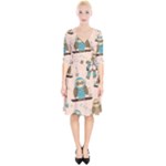 Seamless Pattern Owls Dream Cute Style Pajama Fabric Wrap Up Cocktail Dress