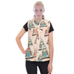 Seamless Pattern Owls Dream Cute Style Pajama Fabric Women s Button Up Vest