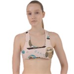 Seamless Pattern Owls Dream Cute Style Pajama Fabric Criss Cross Racerback Sports Bra
