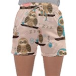 Seamless Pattern Owls Dream Cute Style Pajama Fabric Sleepwear Shorts