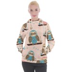 Seamless Pattern Owls Dream Cute Style Pajama Fabric Women s Hooded Pullover