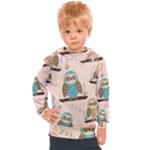 Seamless Pattern Owls Dream Cute Style Pajama Fabric Kids  Hooded Pullover