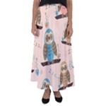 Seamless Pattern Owls Dream Cute Style Pajama Fabric Flared Maxi Skirt