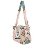 Seamless Pattern Owls Dream Cute Style Pajama Fabric Rope Handles Shoulder Strap Bag