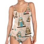 Seamless Pattern Owls Dream Cute Style Pajama Fabric Tankini Set