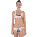Seamless Pattern Owls Dream Cute Style Pajama Fabric Criss Cross Bikini Set