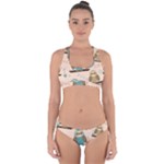 Seamless Pattern Owls Dream Cute Style Pajama Fabric Cross Back Hipster Bikini Set