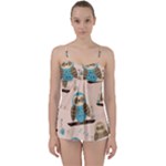 Seamless Pattern Owls Dream Cute Style Pajama Fabric Babydoll Tankini Top