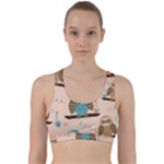Seamless Pattern Owls Dream Cute Style Pajama Fabric Back Weave Sports Bra