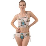 Seamless Pattern Owls Dream Cute Style Pajama Fabric Mini Tank Bikini Set