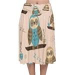 Seamless Pattern Owls Dream Cute Style Pajama Fabric Velvet Flared Midi Skirt