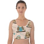 Seamless Pattern Owls Dream Cute Style Pajama Fabric Velvet Crop Top