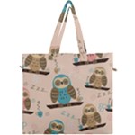 Seamless Pattern Owls Dream Cute Style Pajama Fabric Canvas Travel Bag