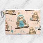 Seamless Pattern Owls Dream Cute Style Pajama Fabric Canvas Cosmetic Bag (XL)