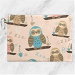 Seamless Pattern Owls Dream Cute Style Pajama Fabric Canvas Cosmetic Bag (XXL)