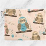 Seamless Pattern Owls Dream Cute Style Pajama Fabric Canvas Cosmetic Bag (XXXL)
