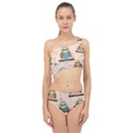 Seamless Pattern Owls Dream Cute Style Pajama Fabric Spliced Up Two Piece Swimsuit
