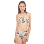 Seamless Pattern Owls Dream Cute Style Pajama Fabric Cage Up Bikini Set