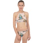 Seamless Pattern Owls Dream Cute Style Pajama Fabric Halter Bikini Set
