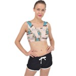 Seamless Pattern Owls Dream Cute Style Pajama Fabric V-Back Sports Bra